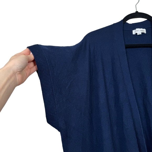 Great Jones - Navy Long Open Short Sleeve Cardigan Women's Sz M Medium - Picture 4 of 7